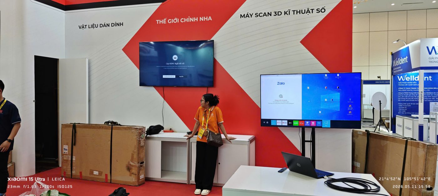 TV booth trình chiếu video quảng cáo tại triển lãm