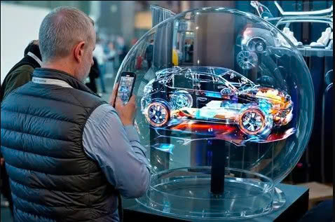 Quạt hologram 3D đặt tại showroom giới thiệu sản phẩm