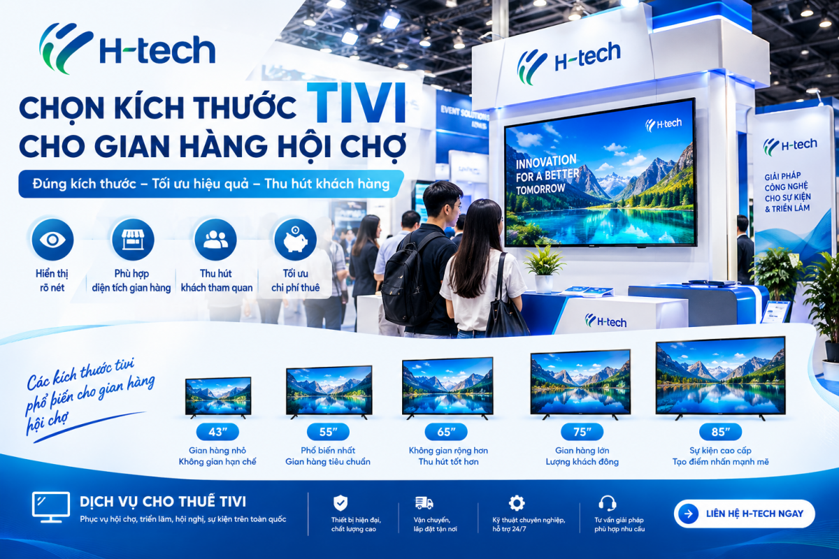 Tivi 55 inch và 65 inch sử dụng tại gian hàng hội chợ