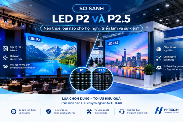 So sánh chất lượng hiển thị giữa màn hình LED P2 và P2.5