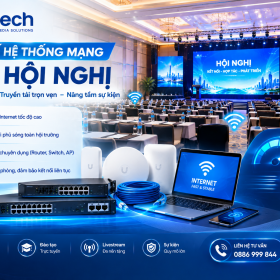 Hệ thống mạng hội nghị gồm đường truyền Internet, router, switch và Access Point Wi-Fi